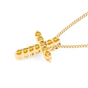 Citrine Gemstone Solid 14k Yellow Gold Cross Pendant