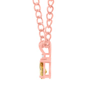 Citrine Gemstone & Diamond Solid 14k Rose Gold Pendant