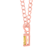 Citrine Gemstone & Diamond Solid 14k Rose Gold Pendant