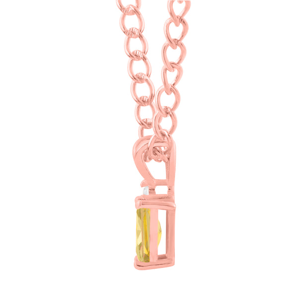 Citrine Gemstone & Diamond Solid 14k Rose Gold Pendant