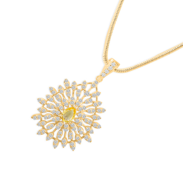 Citrine Gemstone Solid 14k Yellow Gold Pendant