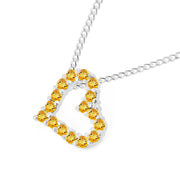 Citrine Gemstone Solid 925 Sterling Silver Heart Pendant