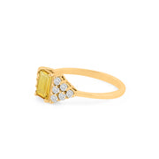 Citrine Gemstone & Diamond Solid 14k Yellow Gold Ring
