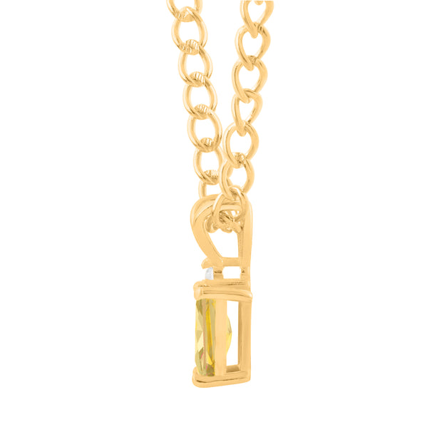 Citrine Gemstone & Diamond Solid 14k Yellow Gold Pendant