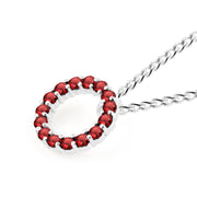 Garnet Gemstone Solid 925 Sterling Silver Round Ring Pendant