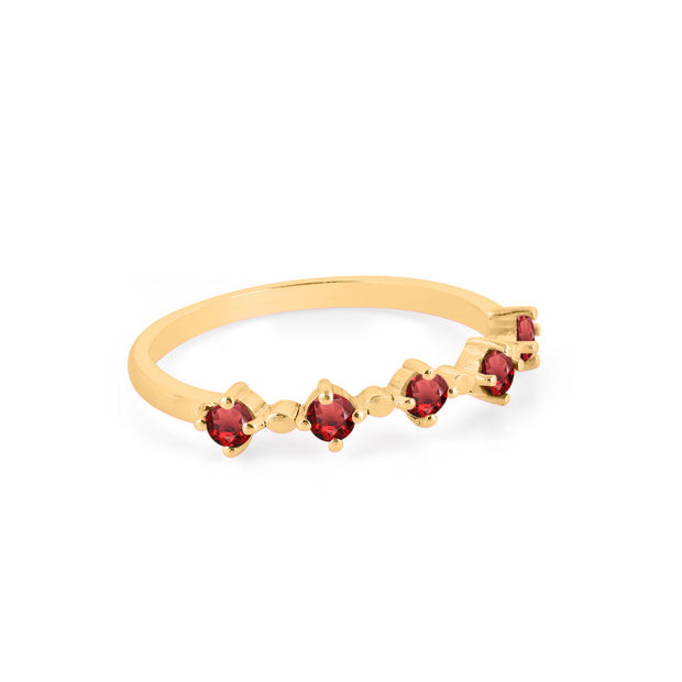 Garnet Gemstone Solid 14k Yellow Gold Ring