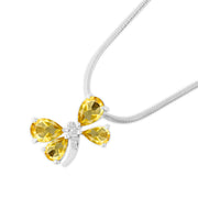 Citrine Gemstone & Diamond Solid 925 Sterling Silver Pendant