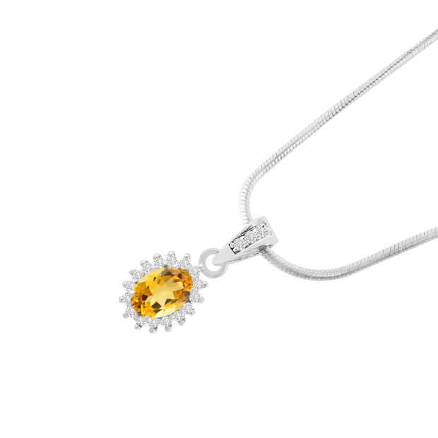 Citrine Gemstone Solid 925 Sterling Silver Pendant