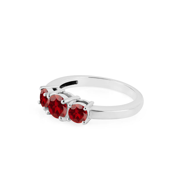 Garnet Gemstone Solid 14k White Gold Ring