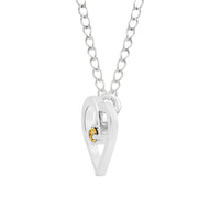 Citrine Gemstone Solid 925 Sterling Silver Heart Pendant