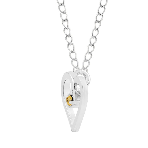 Citrine Gemstone Solid 925 Sterling Silver Heart Pendant