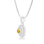 Citrine Gemstone Solid 925 Sterling Silver Pendant