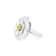 Citrine Gemstone Solid 14k White Gold Ring