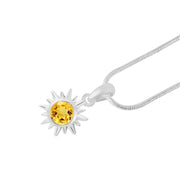 Citrine Gemstone Solid 925 Sterling Silver Pendant