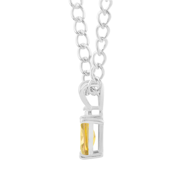 Citrine Gemstone & Diamond Solid 14k White Gold Pendant