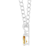 Citrine Gemstone & Diamond Solid 14k White Gold Pendant