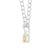Citrine Gemstone & Diamond Solid 925 Sterling Silver Pendant
