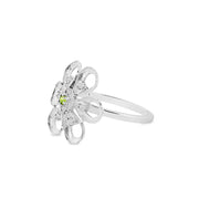 Peridot Gemstone & Diamond Solid 14k White Gold Ring