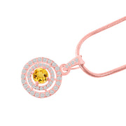 Citrine Gemstone Solid 14k Rose Gold Pendant