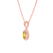 Citrine Gemstone & Diamond Solid 14k Rose Gold Pendant