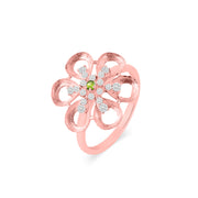 Peridot Gemstone & Diamond Solid 14k Rose Gold Ring