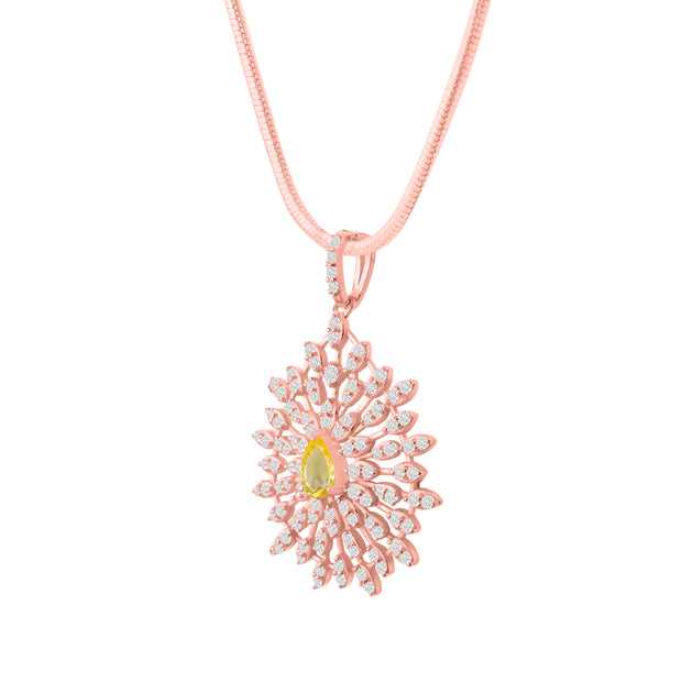 Citrine Gemstone Solid 14k Rose Gold Pendant
