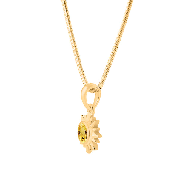Citrine Gemstone Solid 14k Yellow Gold Pendant