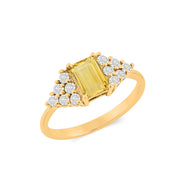 Citrine Gemstone & Diamond Solid 14k Yellow Gold Ring