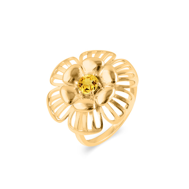 Citrine Gemstone Solid 14k Yellow Gold Ring