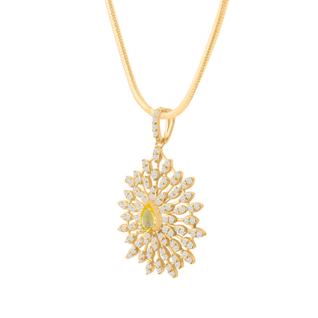 Citrine Gemstone Solid 14k Yellow Gold Pendant