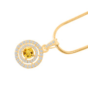 Citrine Gemstone Solid 14k Yellow Gold Pendant