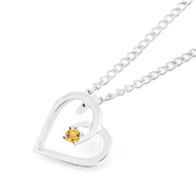 Citrine Gemstone Solid 925 Sterling Silver Heart Pendant