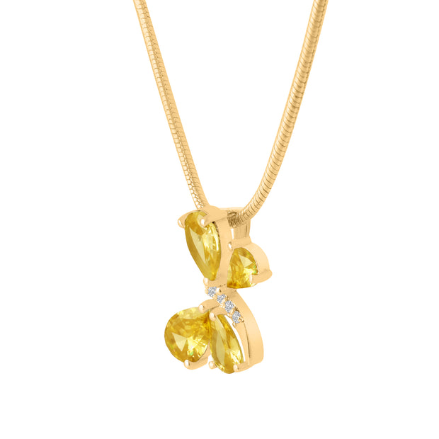 Citrine Gemstone & Diamond Solid 14k Yellow Gold Pendant