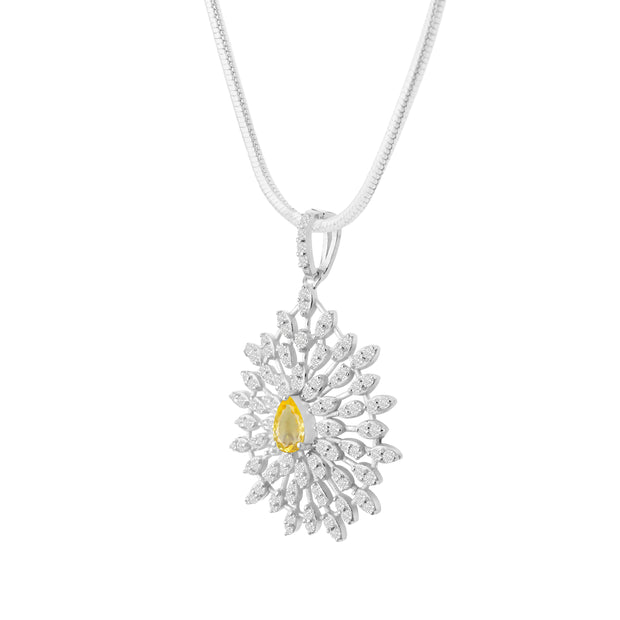 Citrine Gemstone Solid 925 Sterling Silver Pendant