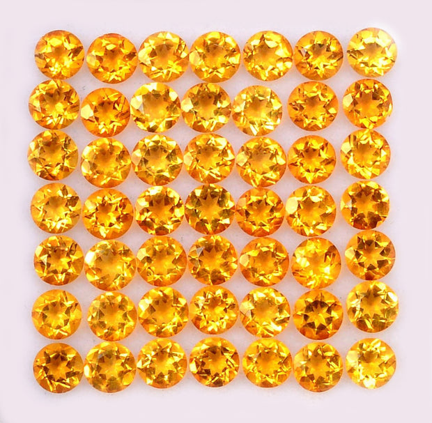 Natural Citrine 4 MM Round Cut Loose Gemstone