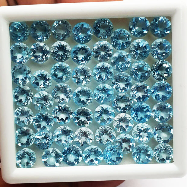 Natural Sky Blue Topaz 4 MM Round Cut Loose Gemstone