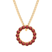 Garnet Gemstone Solid 14k Yellow Gold Round Ring Pendant