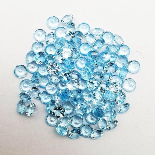 Natural Sky Blue Topaz 4 MM Round Cut Loose Gemstone