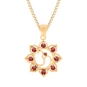 Garnet Gemstone Solid 14k Yellow Gold OM Pendant