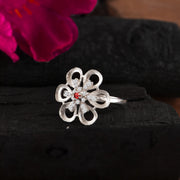 Garnet Gemstone & Diamond Solid 14k White Gold Ring