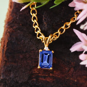 Tanzanite Gemstone & Diamond Solid 14k Yellow Gold Pendant