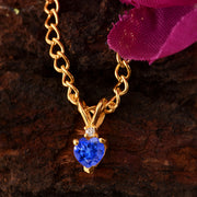 Tanzanite Gemstone & Diamond Solid 14k Yellow Gold Pendant