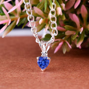 Tanzanite Gemstone & Diamond Solid 14k White Gold Pendant