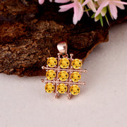 Citrine Gemstone Solid 14k Rose Gold Pendant