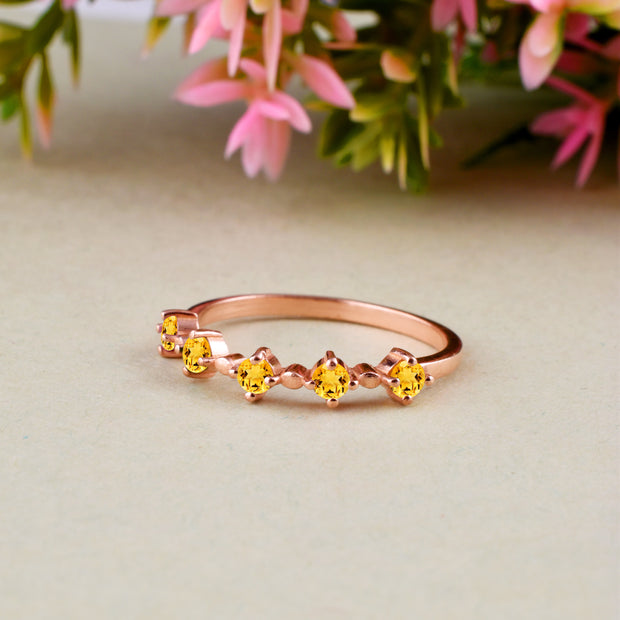 Citrine Gemstone Solid 14k Rose Gold Ring