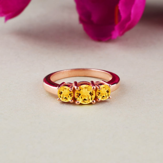 Citrine Gemstone Solid 14k Rose Gold Ring