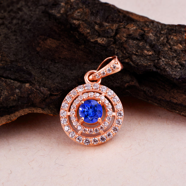 Tanzanite Gemstone Solid 14k Rose Gold Pendant