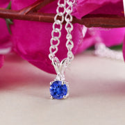 Tanzanite Gemstone & Diamond Solid 925 Sterling Silver Pendant
