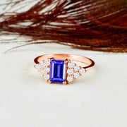 Tanzanite Gemstone & Diamond Solid 14k Rose Gold Ring