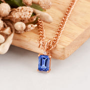 Tanzanite Gemstone & Diamond Solid 14k Rose Gold Pendant